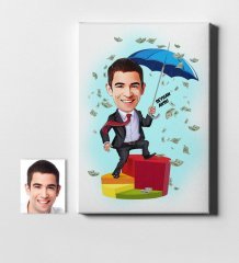 Kişiye Özel Bay Broker Karikatür Kanvas Tablo (50 x 70 cm.) 1