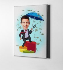 Kişiye Özel Bay Broker Karikatür Kanvas Tablo (50 x 70 cm.) 1
