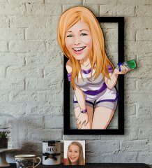Kişiye Özel Bayan Karikatürlü 3D Ahşap Tablo-36