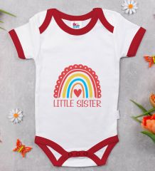 BK Kids Little Sister Tasarımlı Kırmızı Bebek Body Zıbın-1