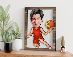 BK Gift Kişiye Özel Basketbolcu Karikatürlü 3D Ahşap Tablo, Sevgiliye Hediye, Arkadaşa Hediye, Yıl Dönümü Hediyesi, Doğum Günü Hediyesi-1