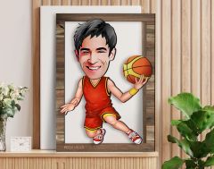 BK Gift Kişiye Özel Basketbolcu Karikatürlü 3D Ahşap Tablo, Sevgiliye Hediye, Arkadaşa Hediye, Yıl Dönümü Hediyesi, Doğum Günü Hediyesi-1