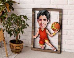 BK Gift Kişiye Özel Basketbolcu Karikatürlü 3D Ahşap Tablo, Sevgiliye Hediye, Arkadaşa Hediye, Yıl Dönümü Hediyesi, Doğum Günü Hediyesi-1