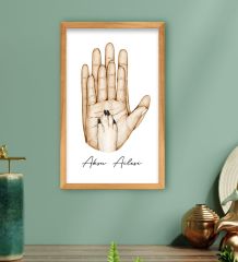 BK Gift Kişiye Özel İsimli Renkli Aile ve Pati Tasarımlı Ahşap Çerçeveli Tablo-2 40x25cm, Ev Dekorasyonu, Arkadaşa Hediye