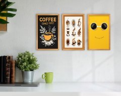 BK Home Coffee Tasarımlı Dekoratif 3’lü Retro Ahşap Tablo-2
