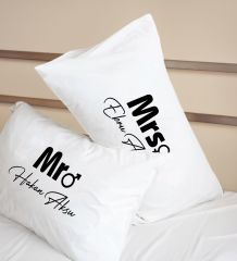 BK Gift Kişiye Özel Sevgili Tasarımlı Pamuklu 2’li Yastık Kılıfı Seti-2 50x70cm , Sevgiliye Hediye, Ev Hediyesi, Tasarım Ev Tekstili