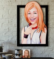 Kişiye Özel Bayan Karikatürlü 3D Ahşap Tablo-35