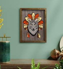BK Home Kurt Tasarımlı Doğal Masif Ahşap Çerçeveli Tablo 45x65cm-1