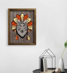 BK Home Kurt Tasarımlı Doğal Masif Ahşap Çerçeveli Tablo 45x65cm-1