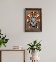 BK Home Kurt Tasarımlı Doğal Masif Ahşap Çerçeveli Tablo 45x65cm-1