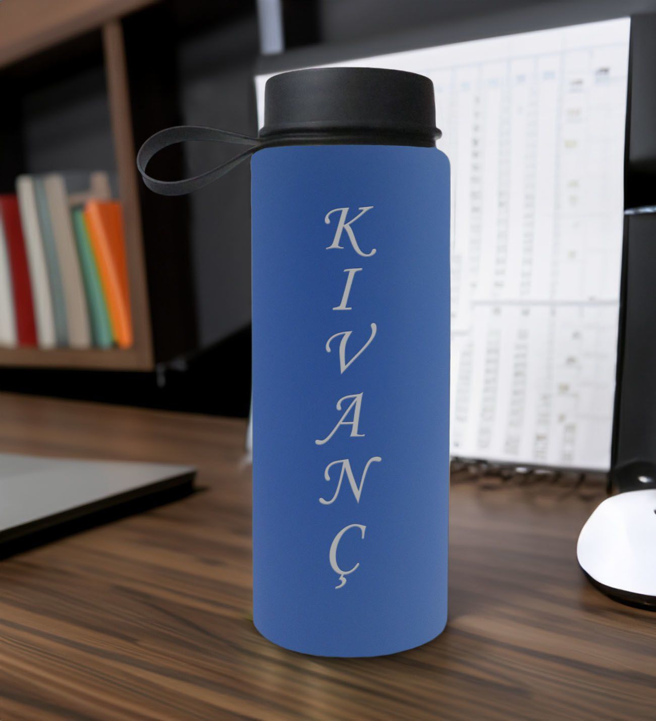 BK Gift Kişiye Özel İsimli Mavi Renkli Cam Matara 500ml, Sevgiliye, Arkadaşa Hediye, İsimli Cam Matara, Ofis Hediyesi