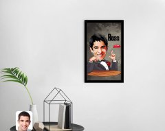 Kişiye Özel Boss Karikatürlü Dekoratif Ahşap Siyah Çerçeveli Tablo-3