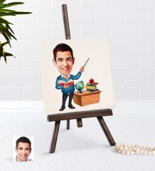 Kişiye Özel Erkek Öğretmen Karikatürlü Şovaleli Doğal Taş-5