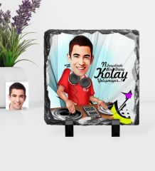 Kişiye Özel Bay DJ Karikatürlü Dekoratif Doğal Taş - 1