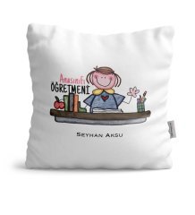 Kişiye Özel Anasınıfı Öğretmeni Saten Yastık - 3