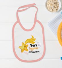 BK Kids Beni Teyzeme Götürün Tasarımlı Pembe Bebek Body Zıbın ve Mama Önlüğü Hediye Seti-1