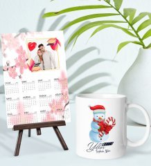 BK Gift Kişiye Özel Yılbaşı Tasarımlı Kupa Bardak ve 13x18cm Fotoğraf Kartlı Şövaleli 2023 Takvim Hediye Seti-20