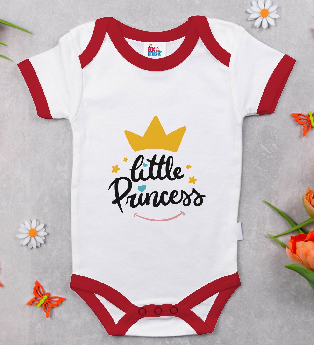 BK Kids Little Princess Tasarımlı Kırmızı Bebek Body Zıbın-1