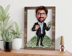 BK Gift Kişiye Özel Bankacı Karikatürlü 3D Ahşap Tablo, Sevgiliye Hediye, Arkadaşa Hediye, Yıl Dönümü Hediyesi, Doğum Günü Hediyesi-1