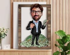BK Gift Kişiye Özel Bankacı Karikatürlü 3D Ahşap Tablo, Sevgiliye Hediye, Arkadaşa Hediye, Yıl Dönümü Hediyesi, Doğum Günü Hediyesi-1