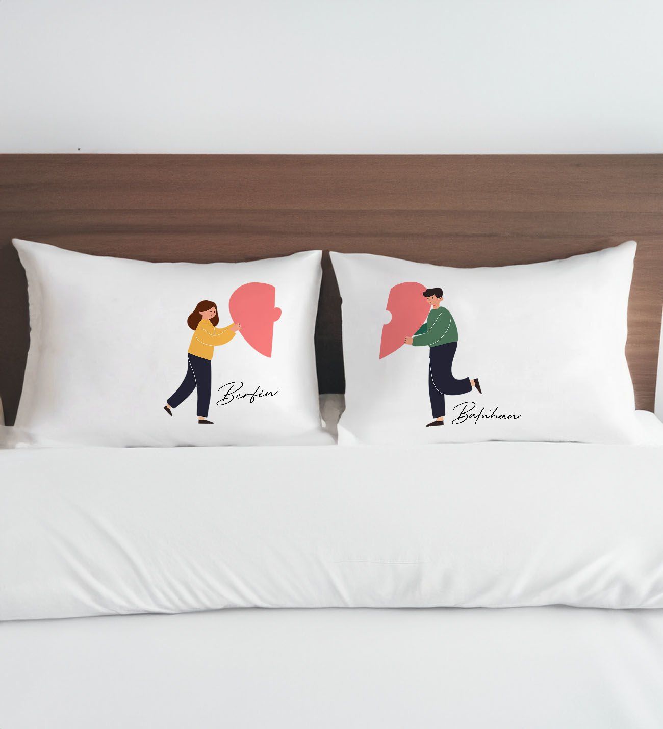 BK Gift Kişiye Özel Sevgili Tasarımlı Pamuklu 2’li Yastık Kılıfı Seti-1 50x70cm , Sevgiliye Hediye, Ev Hediyesi, Tasarım Ev Tekstili