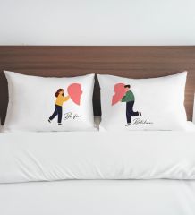 BK Gift Kişiye Özel Sevgili Tasarımlı Pamuklu 2’li Yastık Kılıfı Seti-1 50x70cm , Sevgiliye Hediye, Ev Hediyesi, Tasarım Ev Tekstili