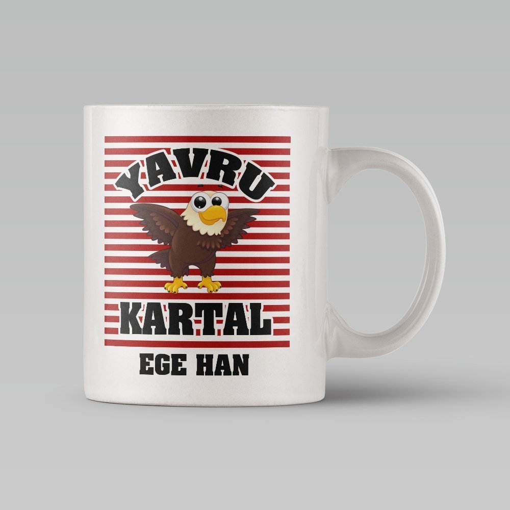 Kişiye Özel Yavru Kartal Tasarımlı Beyaz Kupa Bardak - 1