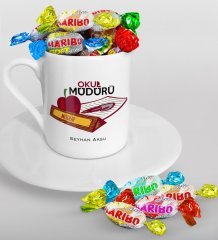 Kişiye Özel Okul Müdürü Türk Kahvesi Fincanı ve Haribo Şeker Hediye Seti-1