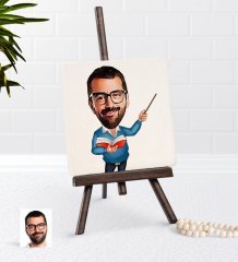 Kişiye Özel Erkek Öğretmen Karikatürlü Şovaleli Doğal Taş-4