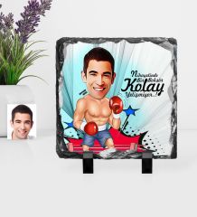 Kişiye Özel Bay Boksör Karikatürlü Dekoratif Doğal Taş - 1