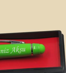 BK Gift Kişiye Özel İsimli Açık Yeşil Touchpen Metal Tükenmez Kalem, Yeni İş Hediyesi, Ofis Hediyesi