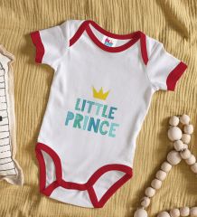 BK Kids Little Prince Tasarımlı Kırmızı Bebek Body Zıbın-1