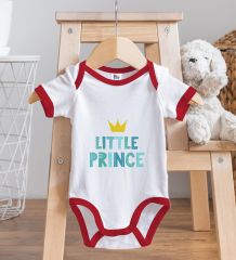BK Kids Little Prince Tasarımlı Kırmızı Bebek Body Zıbın-1