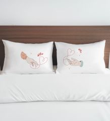 BK Gift Sevgili Tasarımlı Pamuklu 2’li Yastık Kılıfı Seti-12 50x70cm , Sevgiliye Hediye, Ev Hediyesi, Tasarım Ev Tekstili