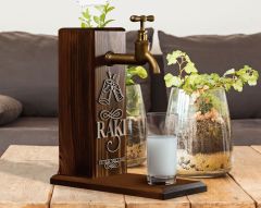BK Gift Kişiye Özel Kabartma İsimli Musluklu Ceviz Ahşap Rakı Standı, Rakı Çeşmesi, Doğum Günü Hediyesi, Ev Hediyesi, İçecek Dispenseri-4