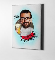 Kişiye Özel Şerefe Karikatür Kanvas Tablo (50 x 70 cm.) 1