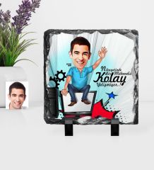 Kişiye Özel Bay Bilgisayar Mühendisi Karikatürlü Dekoratif Doğal Taş - 1