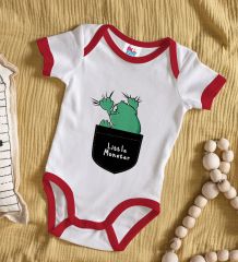 BK Kids Little Monster Tasarımlı Kırmızı Bebek Body Zıbın-1