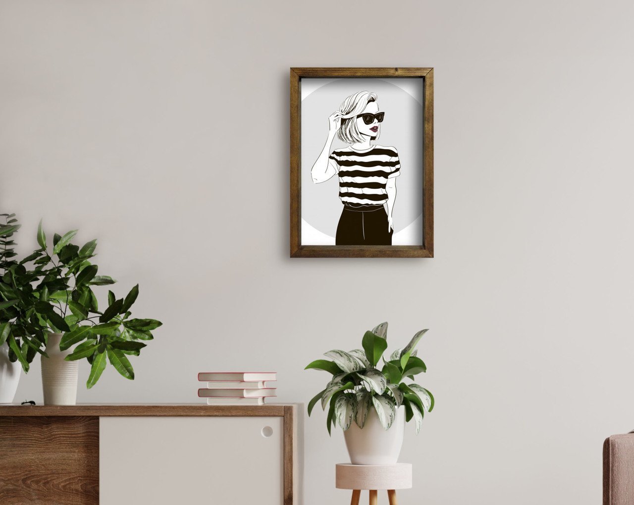 BK Home Doğal Masif Ahşap Çerçeveli Tablo 45x65cm-40