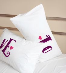 BK Gift Sevgili Tasarımlı Pamuklu 2’li Yastık Kılıfı Seti-11 50x70cm , Sevgiliye Hediye, Ev Hediyesi, Tasarım Ev Tekstili