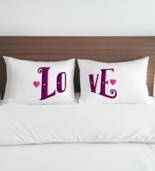BK Gift Sevgili Tasarımlı Pamuklu 2’li Yastık Kılıfı Seti-11 50x70cm , Sevgiliye Hediye, Ev Hediyesi, Tasarım Ev Tekstili