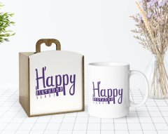 Kişiye Özel Ahşap Kutuda Happy Birthday Tasarımlı Beyaz Kupa Bardak-3