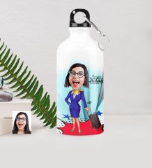 Kişiye Özel Hostes Karikatürlü Metal Suluk (500 ml.) 2