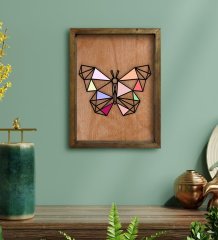 BK Home Kelebek Tasarımlı Doğal Masif Ahşap Çerçeveli Tablo 45x65cm-1