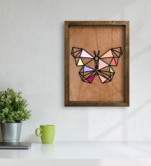 BK Home Kelebek Tasarımlı Doğal Masif Ahşap Çerçeveli Tablo 45x65cm-1