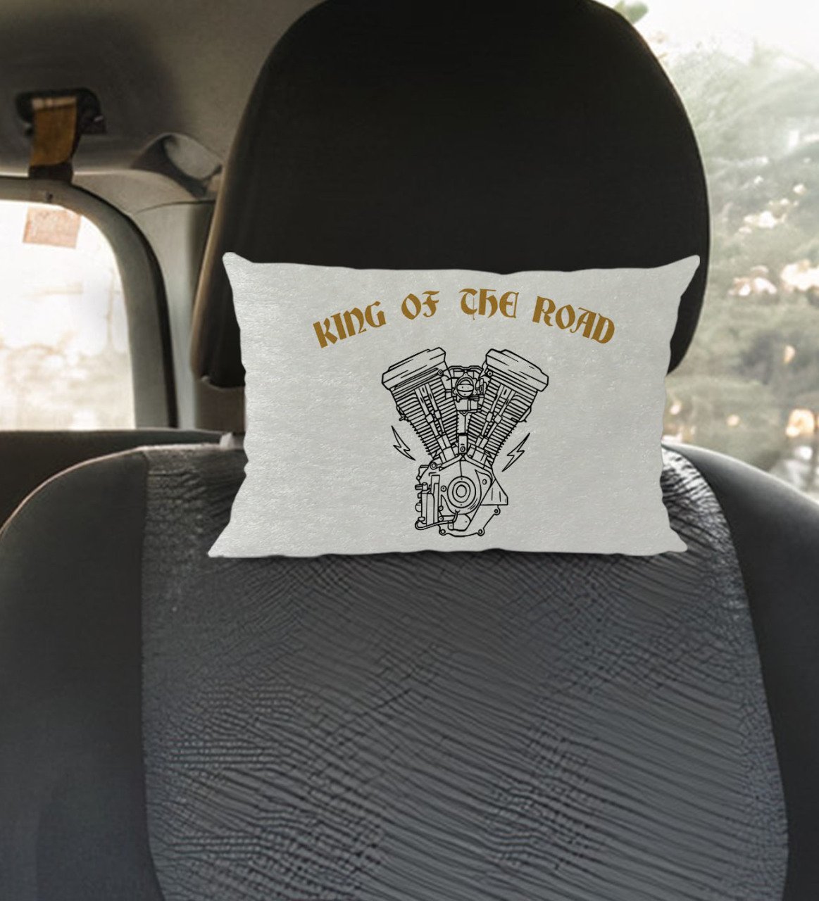 BK Gift King Of The Road Tasarımlı Dikdörtgen Araç Koltuk Yastığı-1