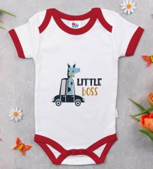 BK Kids Little Boss Tasarımlı Kırmızı Bebek Body Zıbın-1