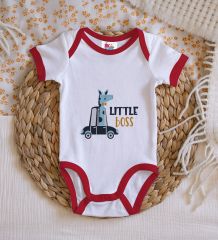 BK Kids Little Boss Tasarımlı Kırmızı Bebek Body Zıbın-1