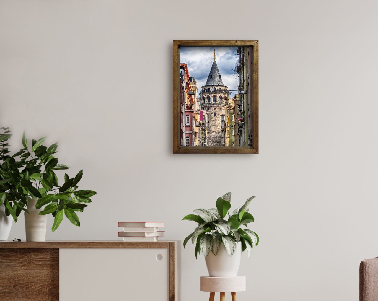 BK Home Galata Kulesi Tasarımlı Doğal Masif Ahşap Çerçeveli Tablo 45x65cm-39