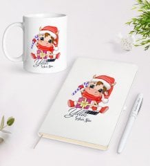 Kişiye Özel Mutlu Yıllar Tasarımlı Beyaz Defter Kalem Kupa Seti - 10